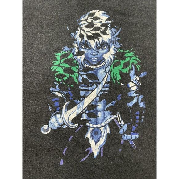 VINTAGE Elfquest Cutter Graphic T-shirt Men XXL Black Comic Book - Picture 2 of 5